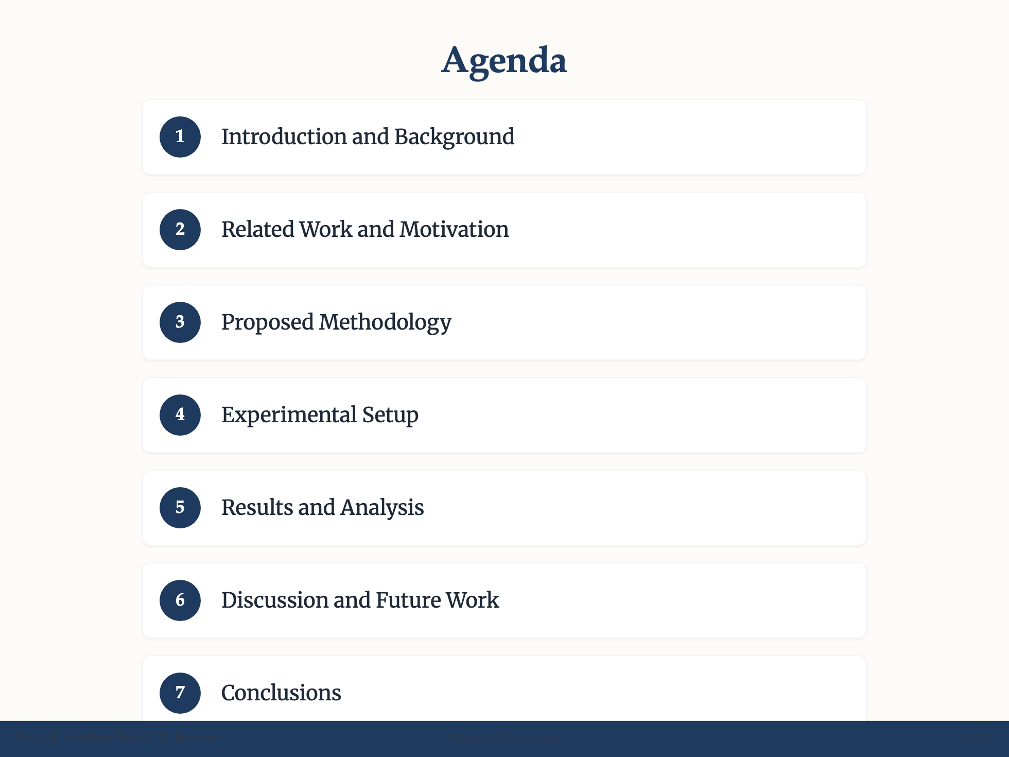 Agenda Layout Example